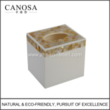Handmade Golden Seashell Mosaic Tissue Box for Hotel